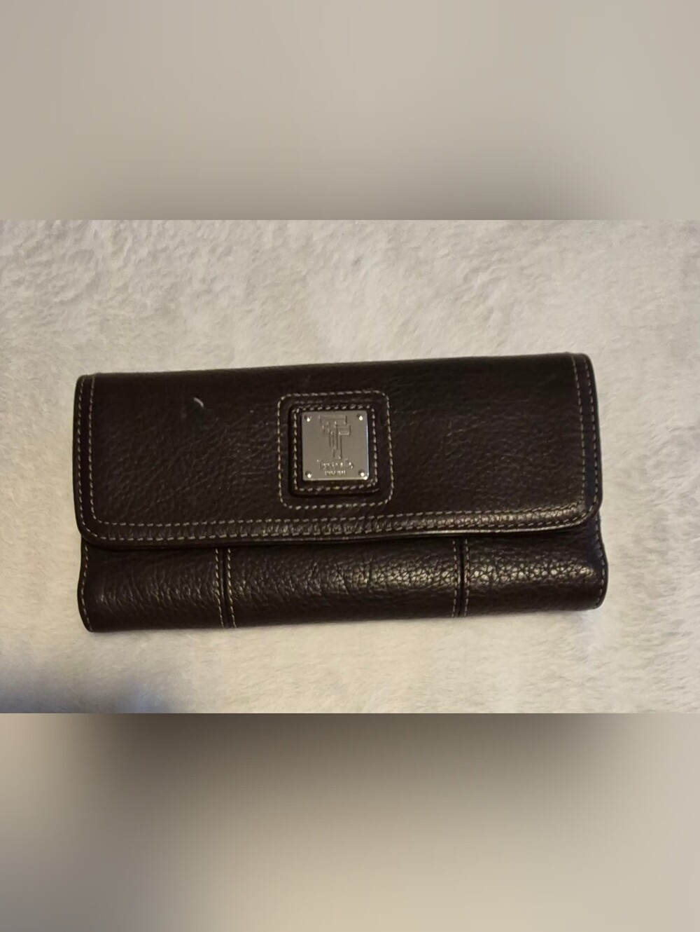 Tignanello Dark Brown Leather Wallet with Silver Logo Plate